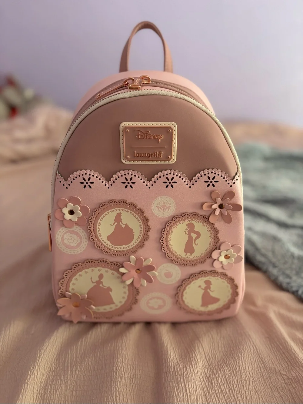 Loungefly Pink Floral Princess Mini Backpack